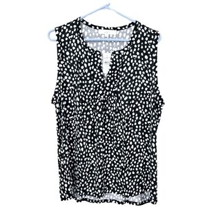 LOFT mixed media split neck sleeveless blouse